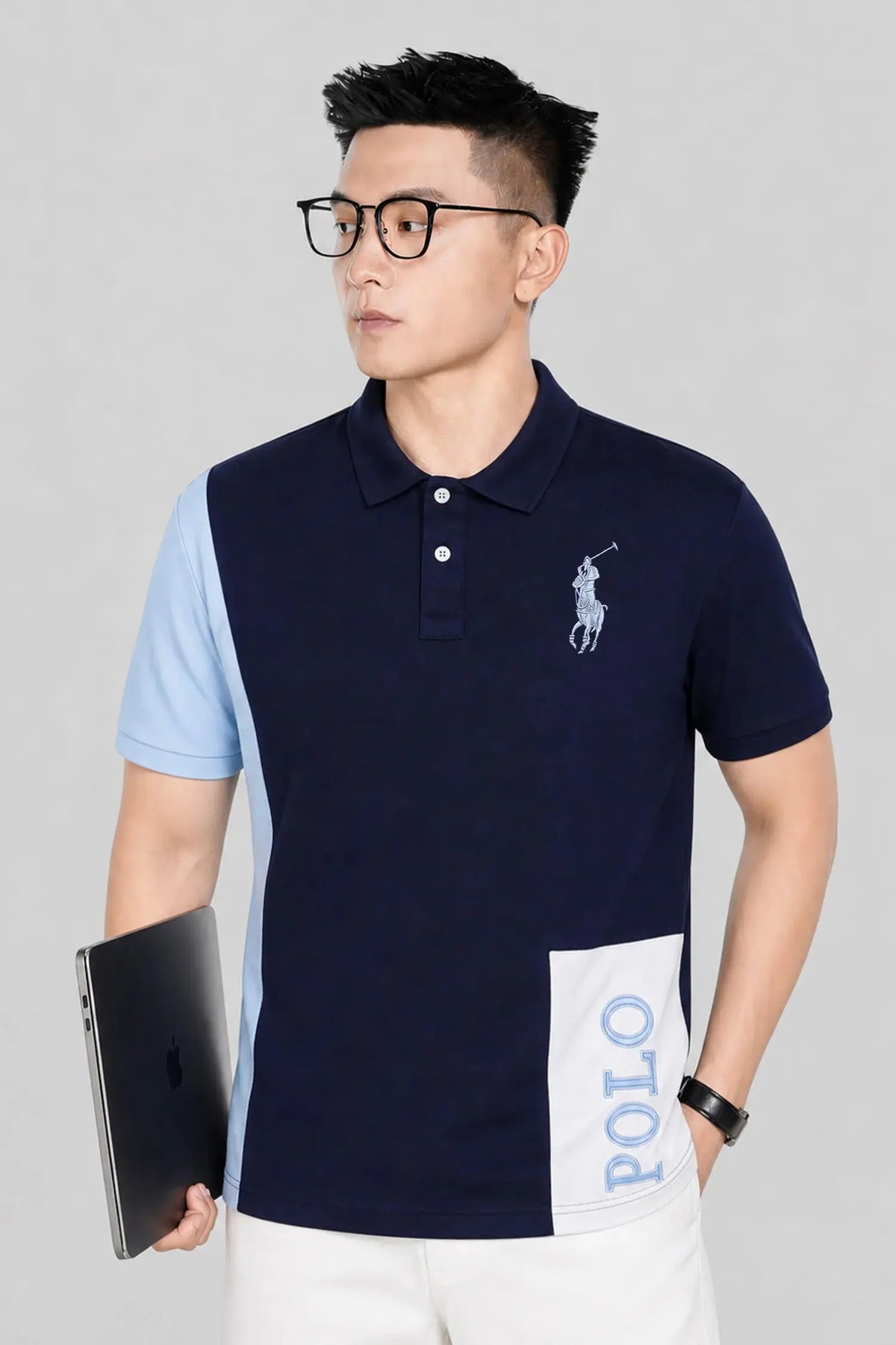 Plo Rph Lren Color-Blocked Style Men's Shirt