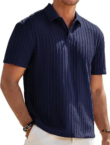 JMIERR Men's Textured Polo Shirt Short Sleeve WEARO