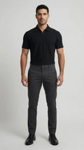 Men's Ribbed Half-Zip Polo Shirt - Black | WEARO WEARO