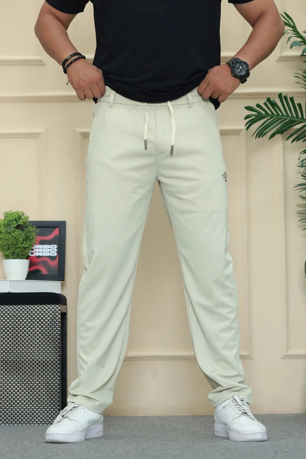 Wearo Comfort-Core Imported Slim-Fit Trouser in Beige WEARO