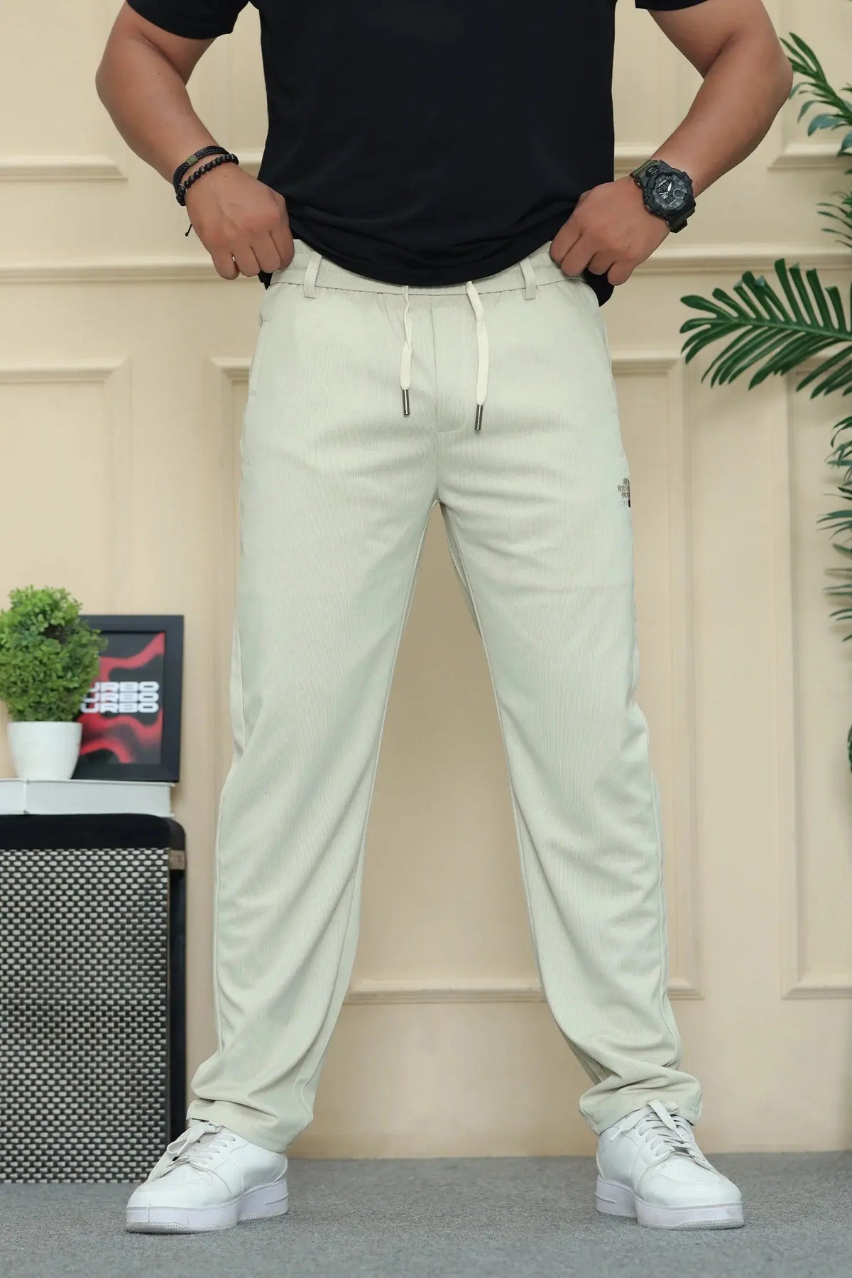 Wearo Comfort-Core Imported Slim-Fit Trouser in Beige WEARO